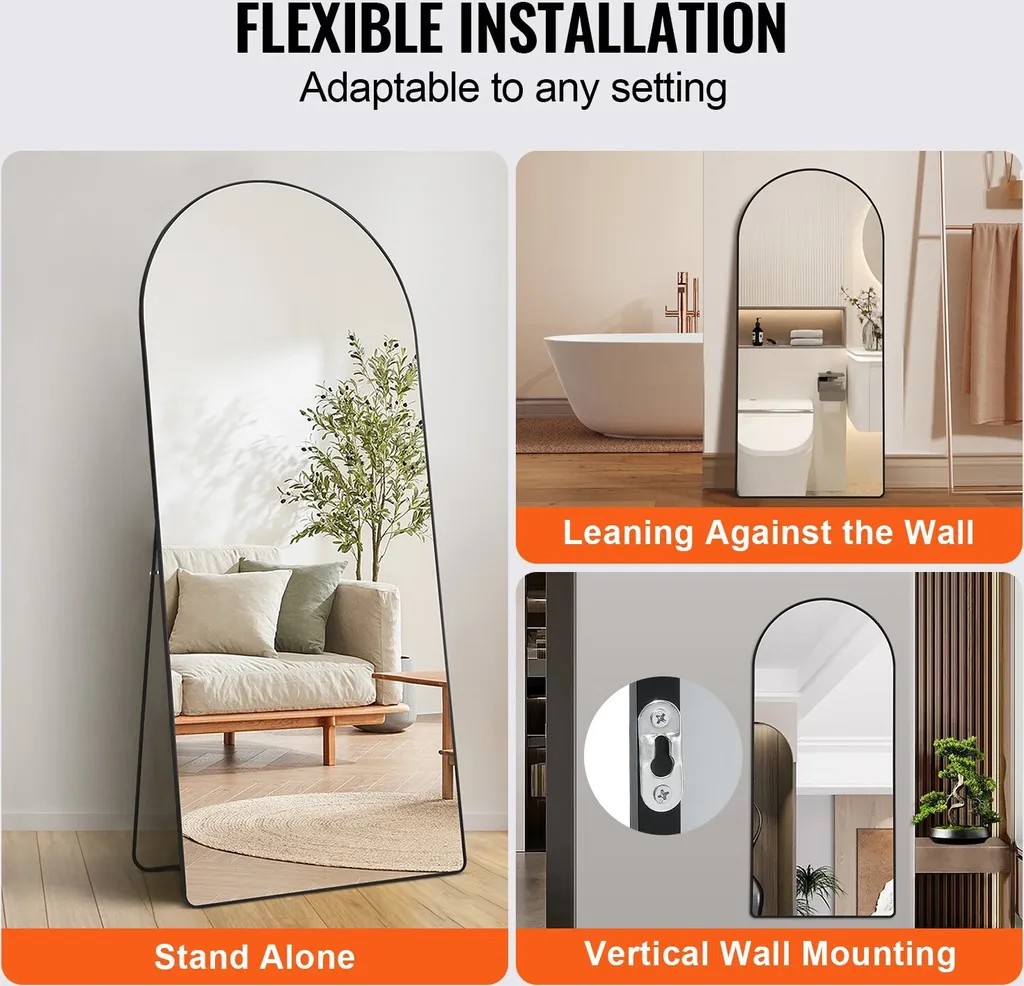 Miroir Mural Anti-Éclats 180x81cm pour Agrandir une Pièce avec Support - 5