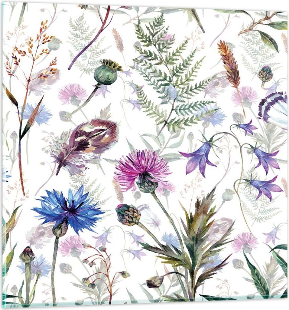 Bilder auf glas - Blume Wiese Natur - 60x60cm - Glasbilder - Wandbilder - Kunstdruck - zum Aufhängen bereit - Wanddekoration aus Glas - Glas Bilde...