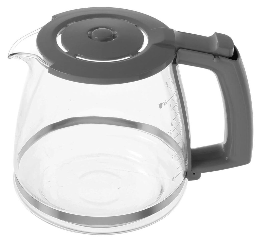A close-up studio shot of a coffee pot carafe.