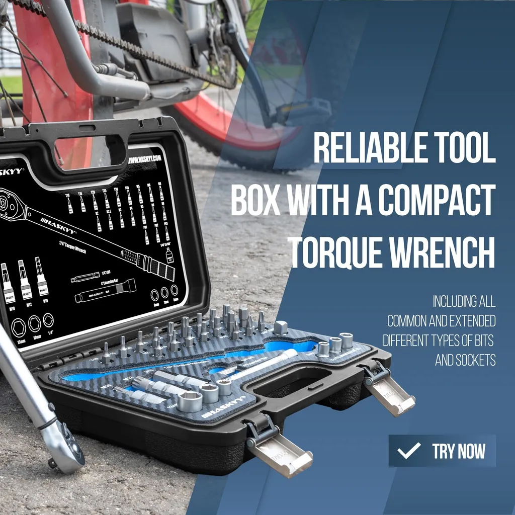 Coffret d'outillage vélo avec clé dynamométrique 1/4 pouce 32 éléments - 8