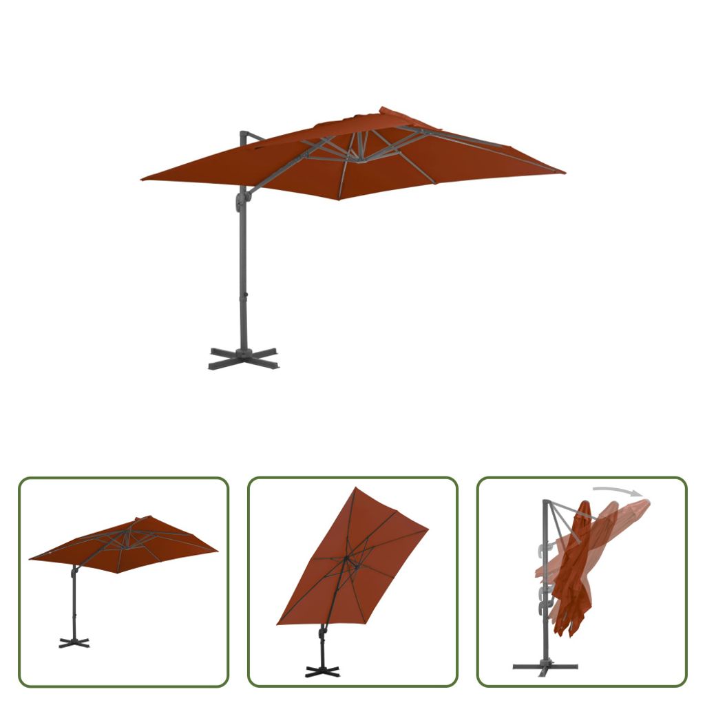 The Living Store Ampelschirm mit Aluminium-Mast Terrakotta Produktbild 