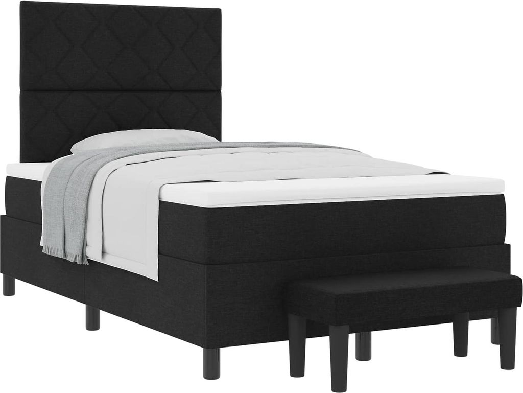 vidaXL Boxspringbett mit Kopfteil Schwarz 120 x 200 cm Stoff