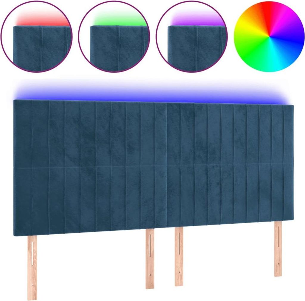 vidaXL LED Kopfteil Dunkelblau 160x5x118/128 cm Samt