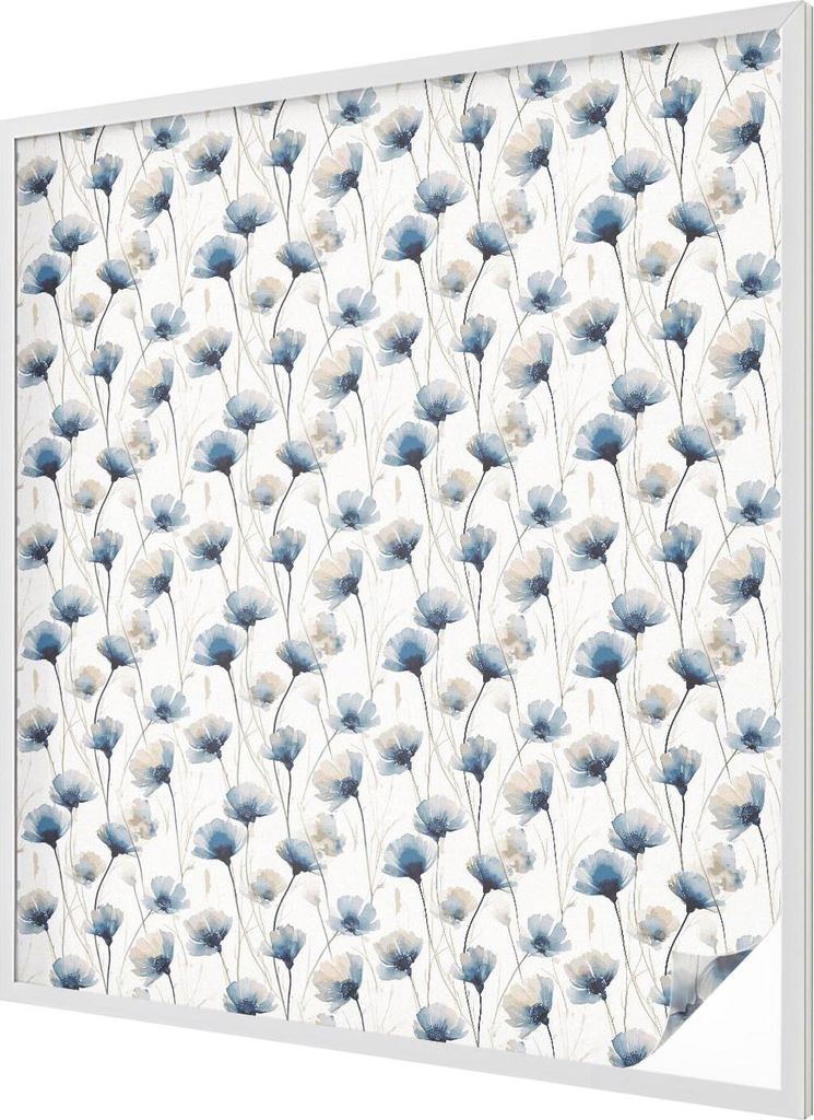 Buntglas Fensterfolie – 116x100 cm – Stained-Glass Design – blickdichte dekorative Sichtschutzfolie – selbstklebend, UV-Schutz – Blaue Bl...