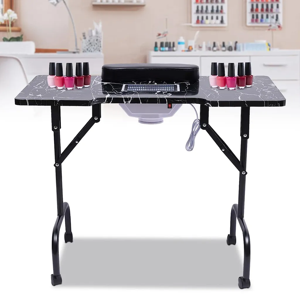Table de manucure pliable et mobile pour salon d'esthétique à domicile - 2