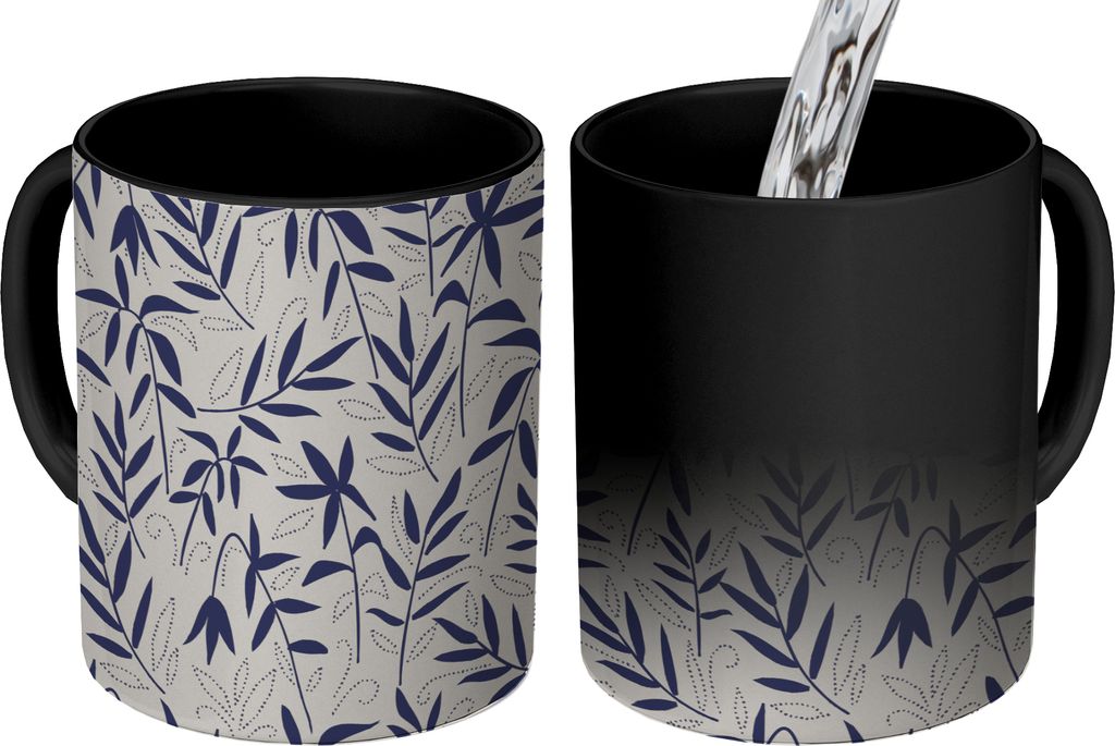 MuchoWow Zauber Tasse Zaubertasse Magic Pflanzen - Japan - Muster 350 ml Farbwechsel Becher Geschenk Geschenkidee - Magic-Tasse - Fototasse - Ker...