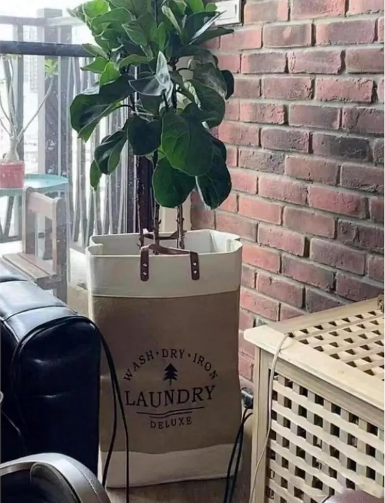 Panier à linge de luxe pour chambre et salle de bain poignée cuir L