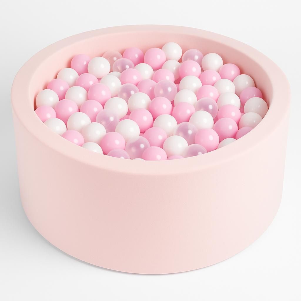 Angelove Bällebad für Kinder 90x30cm mit 200 bunten 7cm Bällen - Hellrosa
