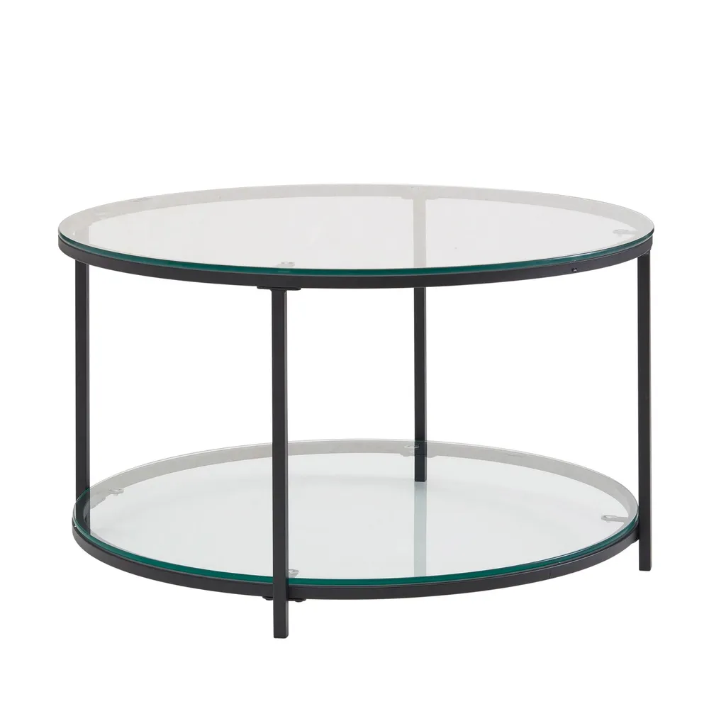 Table de salon ronde en verre trempé 80 cm style moderne chic Wohnling