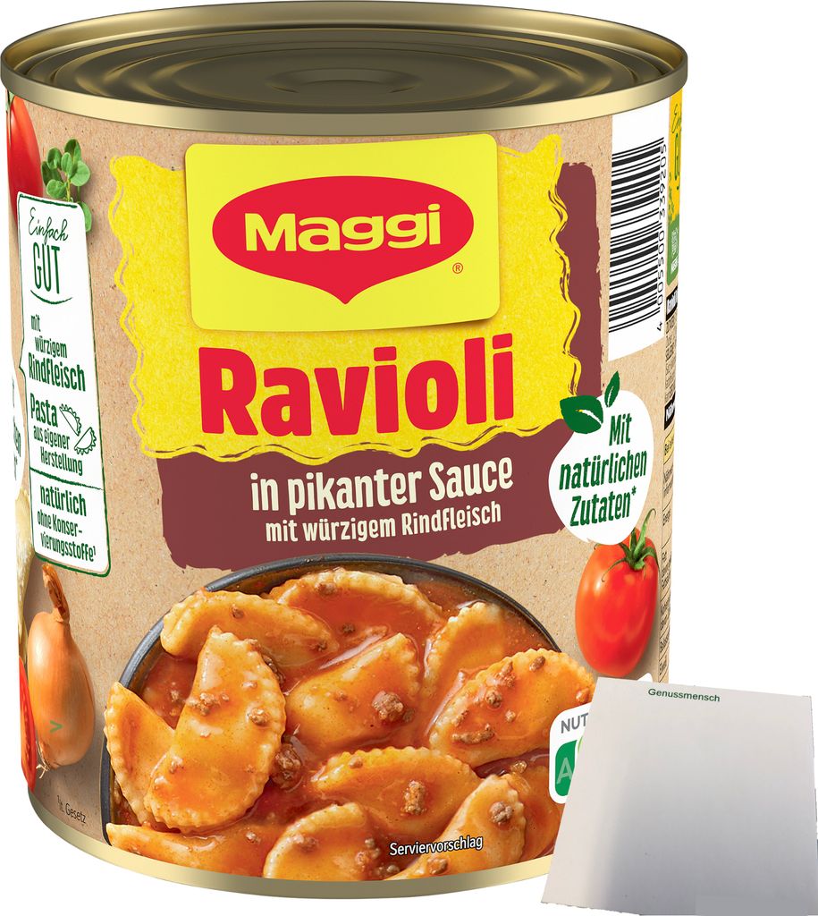 Maggi Ravioli in Pikanter Sauce mit würzigem Rindfleisch (1x800g) + usy Block