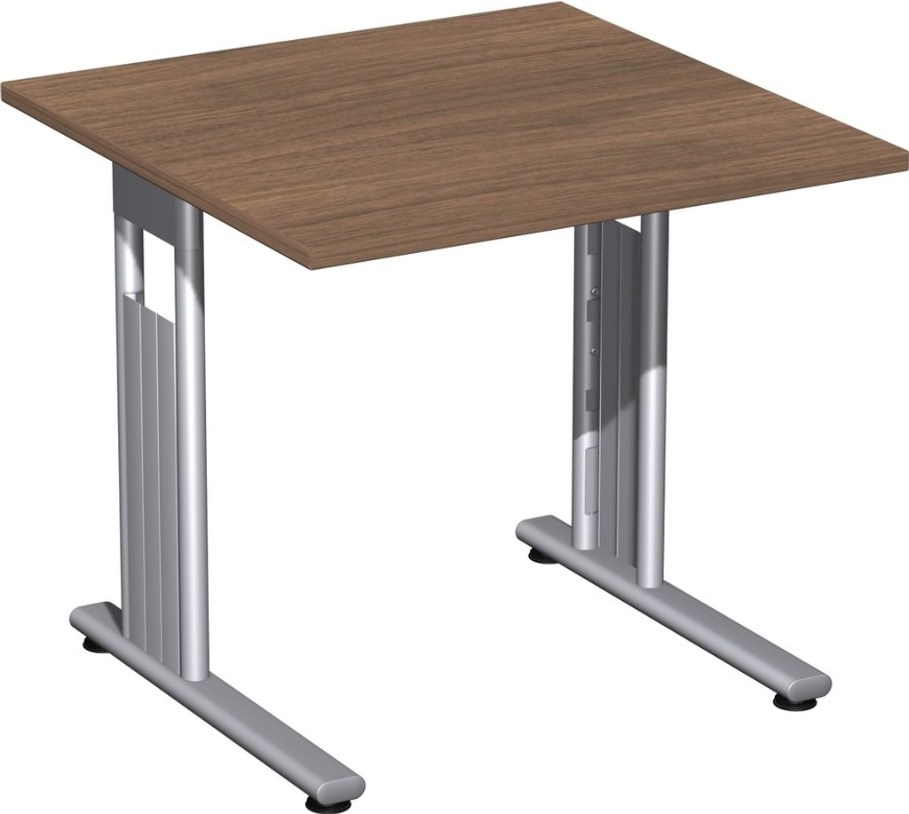 Gera Flex Schreibtisch feste Höhe, 800x800x720, Nussbaum/Silber