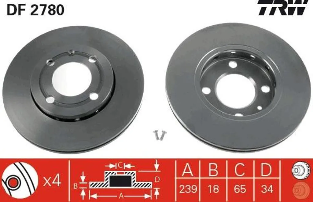 Disque de frein TRW DF2780 haute sécurité pour VW Polo 6N - Qualité Origine
