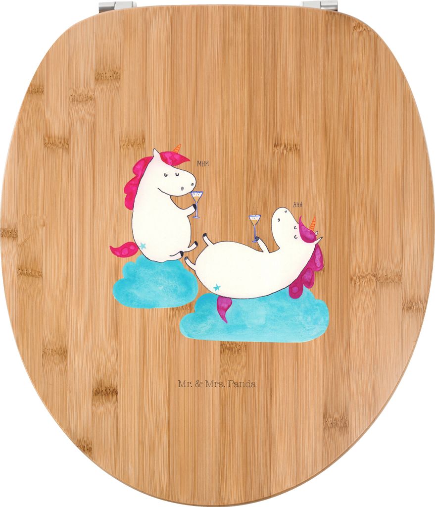 Mr. & Mrs. Panda Klodeckel Einhorn Sekt - Transparent - Geschenk, Freundin, Mädelsabend, WC Brille, klo deckel, Party, Unicorn, Holz Klobrille, To...