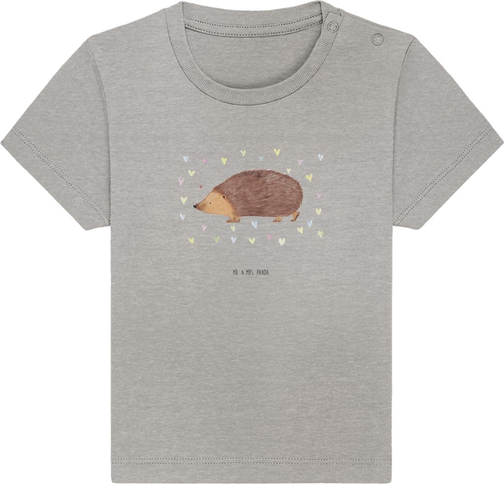 Mr. & Mrs. Panda Babyshirt Igel Herzen 0. - 6. Monat - Heather Grey - Geschenk, Baby Shirt, Liebe, Organic, T-Shirt, Herz, , Vertrauen, Leben, Lust...