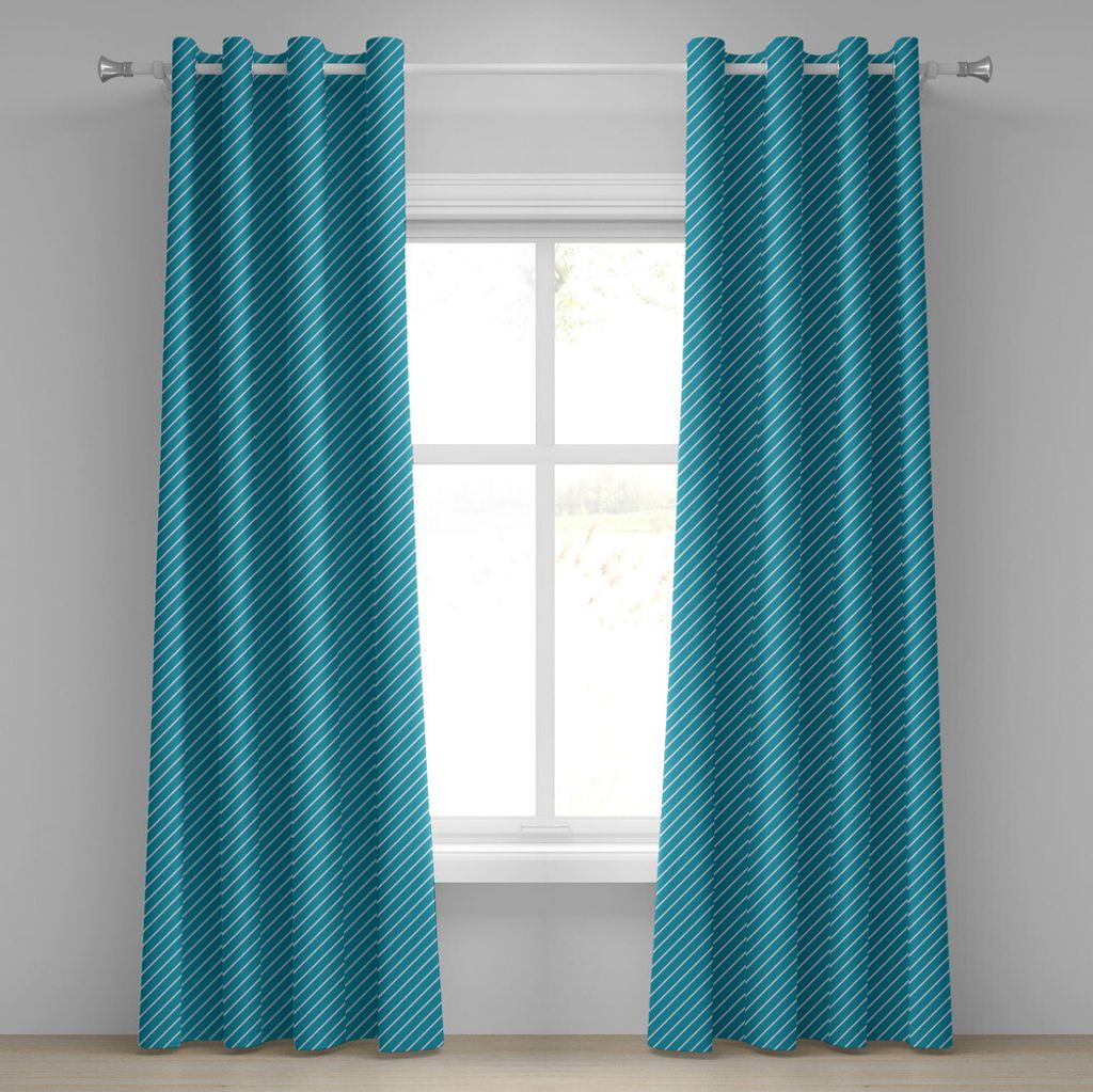 ABAKUHAUS Geometrisch Ösenvorhang, Diagonal gestreiftes Muster Mittelmeer Kreuzfahrt Farben Ocean Travel Adventure, Dekorative 2-Panel-Fenstervorh...