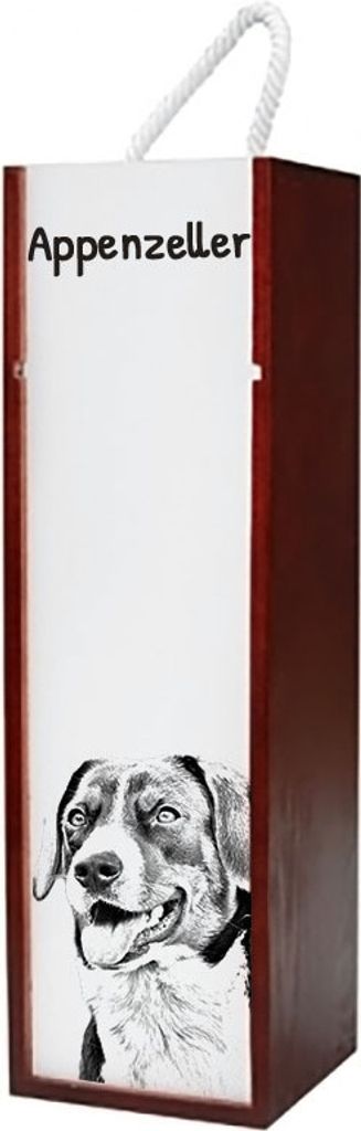 Appenzeller Sennenhund, Appenzellerhund - Weinbox mit Hund, Alkoholbox mit Grafik, personalisierte Geschenkbox der Marke Art-Dog