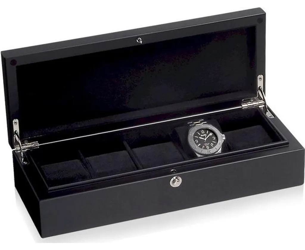 Rangement Montres Homme Beco Piano Silk 5 Noir - Idéal pour Table de Nuit