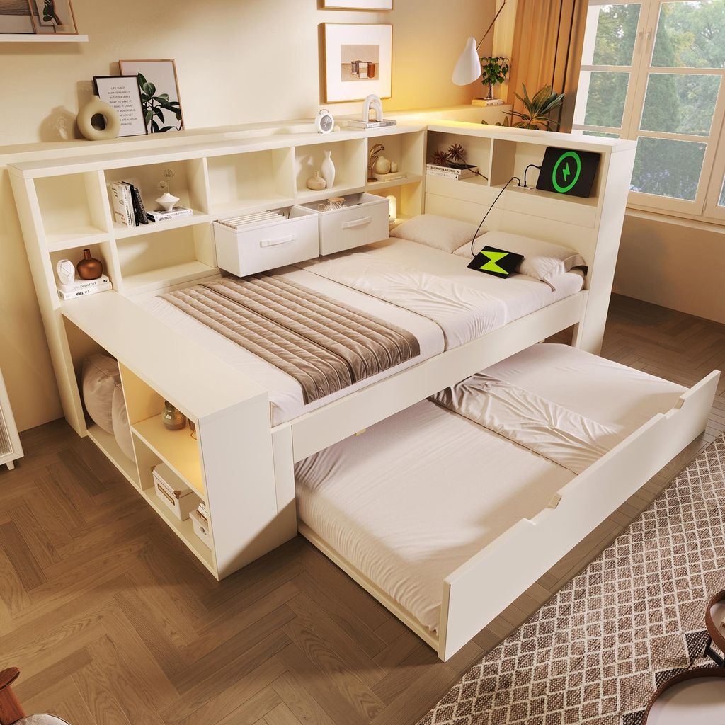 Merax Tagesbett Einzelbett 90x190 cm mit Ausziehbett, , Produktbild 