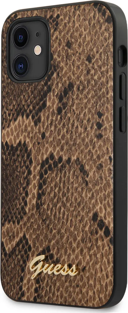 Guess Cover iPhone 12 Mini Marrone Pitonata - Rigida Originale Guess