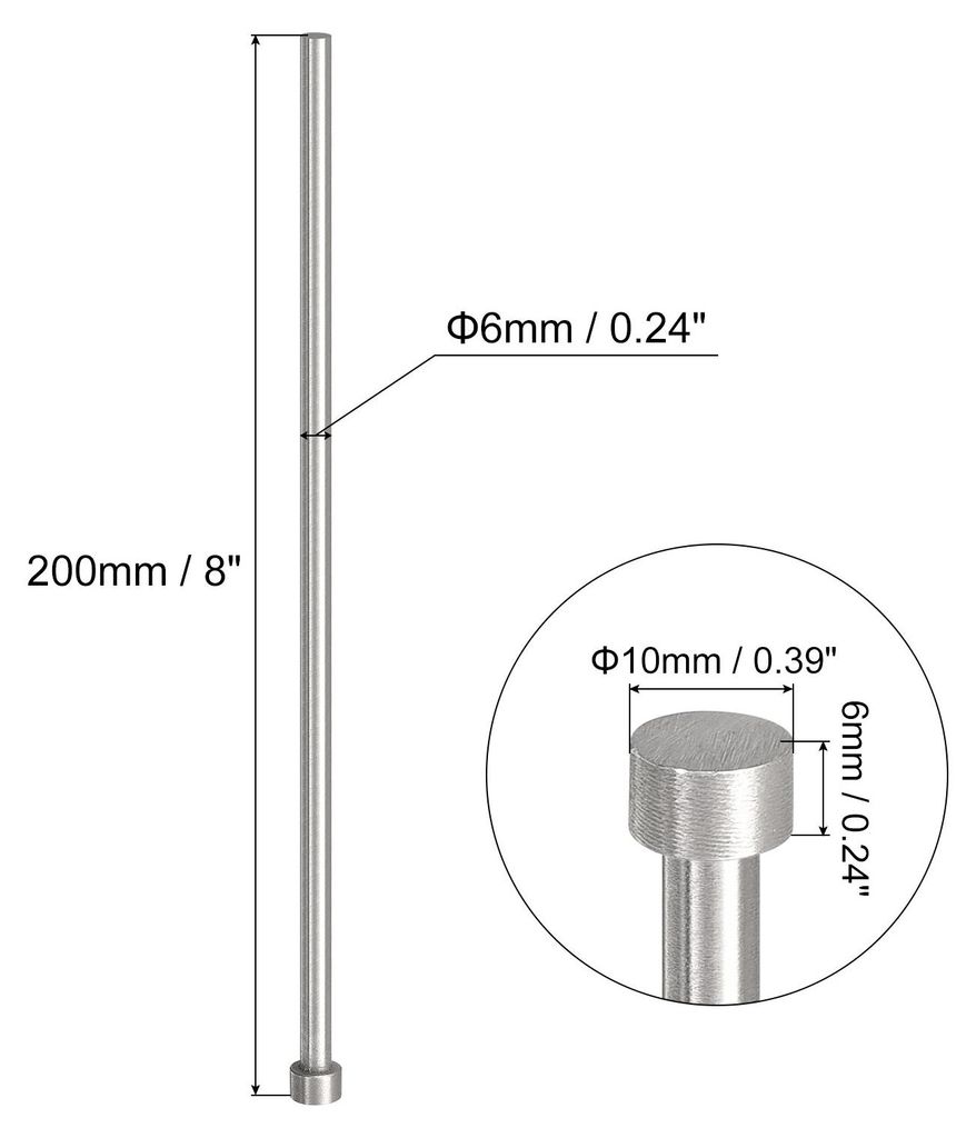 5 Stš¹ck Gerade Auswerferstifte Pin Punches 6mm(15/64") Durchmesser Werkzeug Auswerferstifte 65Mn Stahl Kunststoffteile Auswerfer fš¹r Kunststo...