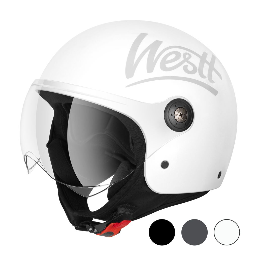 Westt Classic Jethelm mit Visier Motorradhelm Herren Damen -