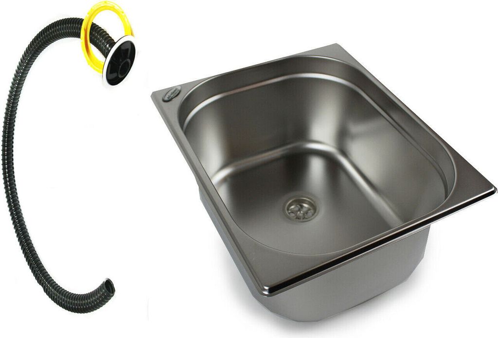 Edelstahl 325x265x150 mm Spülbecken Camping Spüle Waschbecken + Spezialdeckel 1M