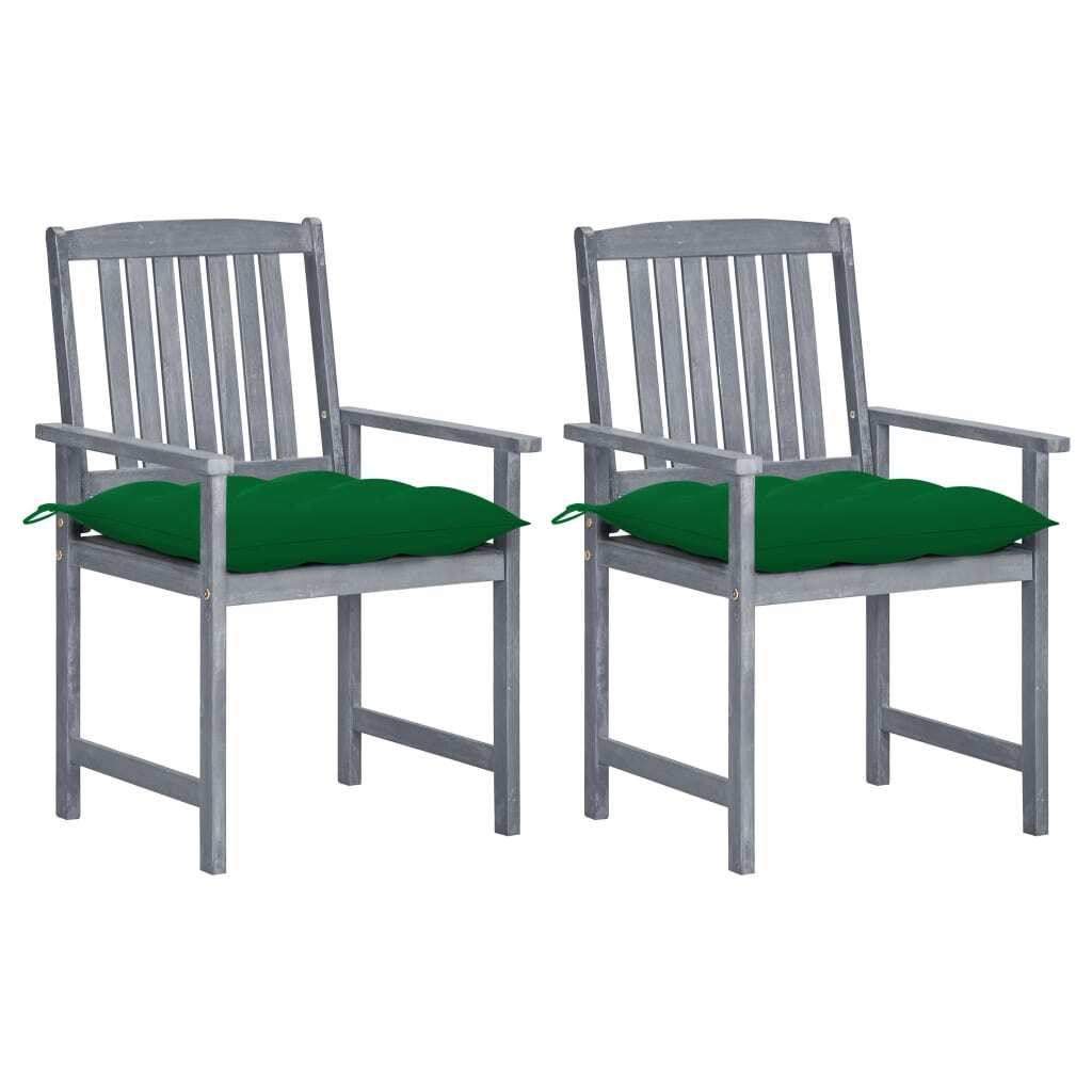 Möbel Gartenstühle mit Kissen 2 Stk. Grau Massivholz Akazie - Gartenstühle 3061261