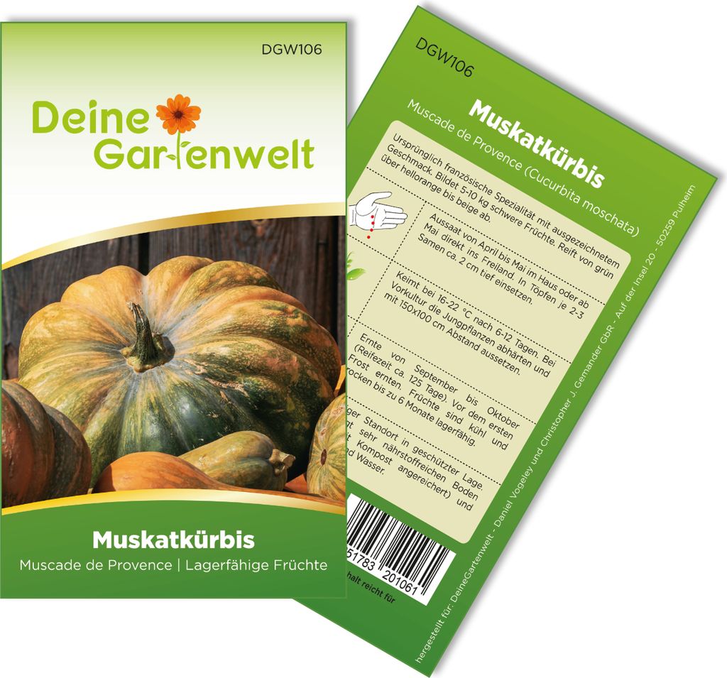 Muskatkürbis Muscade de Provence Samen - Cucurbita moschata - Muskatkürbissamen - Gemüsesamen - Saatgut für 8 Pflanzen