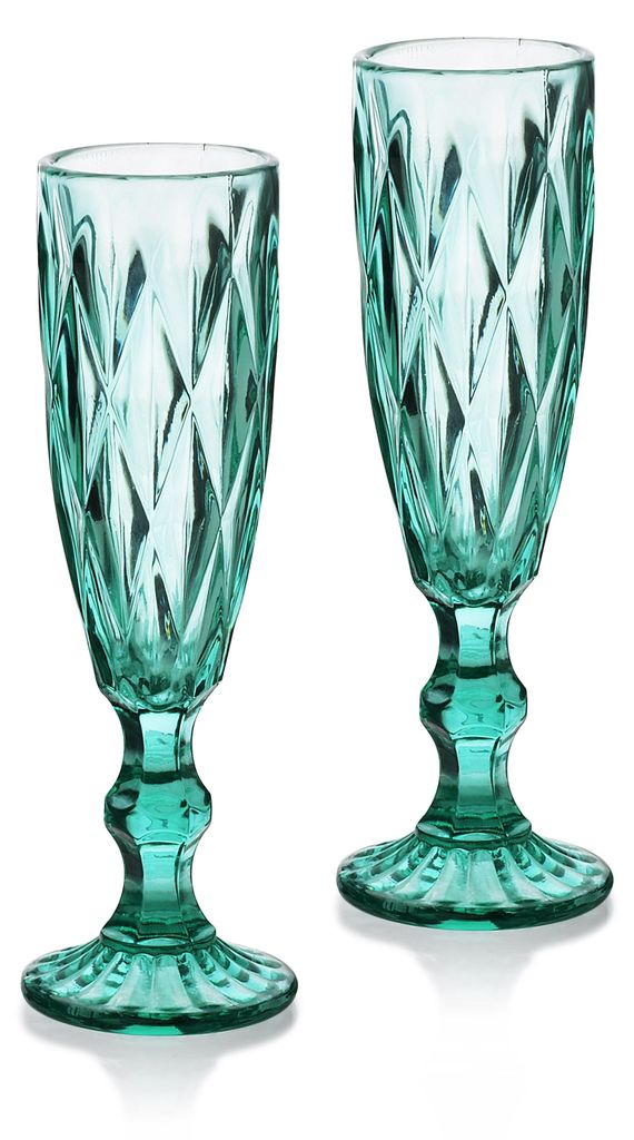 Sektgläser Glas ELISE Turquise 180 ml 5,8x7x20 cm Türkis 6er-Set