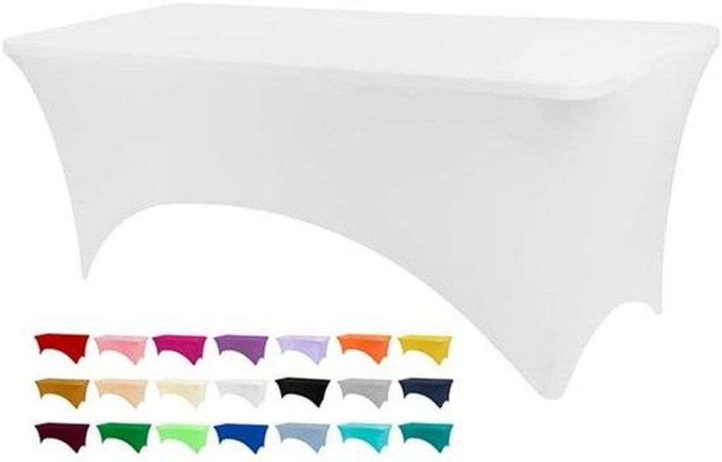 Rekbares Tischüberwurf für 6-8 Personen, ideal für Feste, Bankette, Hochzeiten und Veranstaltungen - Weiss
