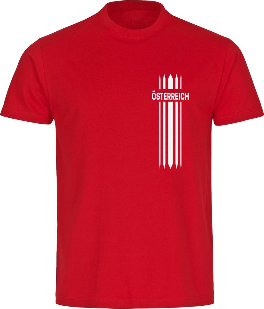multifanshop Kinder T-Shirt - Österreich - Streifen, rot, Größe 140