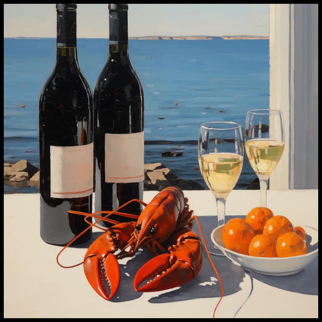 Plakat 80x80cm Abendessen an der Bucht