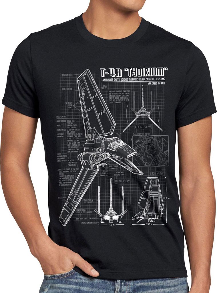 A.N.T. Tydirium Lambda T-4A Shuttle Herren T-Shirt blaupause raumfähre