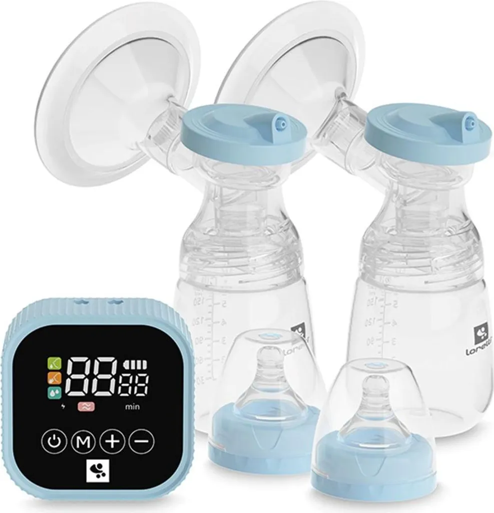 Tire-lait électrique double Lorelli Eva pour allaitement nomade USB Bleu