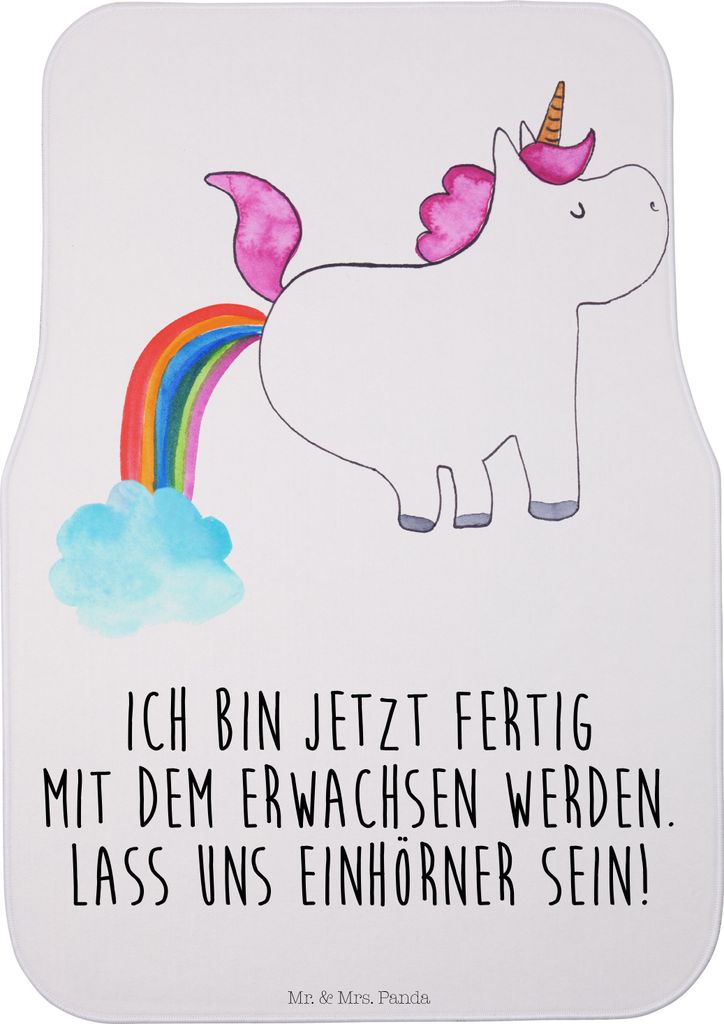 Mr. & Mrs. Panda Auto-Fußmatte Einhorn Pupsen - Weiß - Geschenk, Freundin, Spaß, Fußmatte Fürs Auto, Lustig, Automatte, Unicorn, Autoteppich, ...