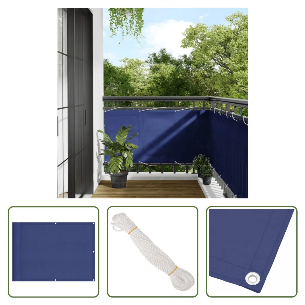 The Living Store Paravento per balconi Blu 75x700 cm 100 % Poliestere-Oxford