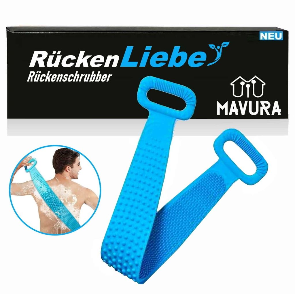 RückenLiebe Rückenbürste Körperbürste Schrubber Massage Silikon Duschbürste 76cm