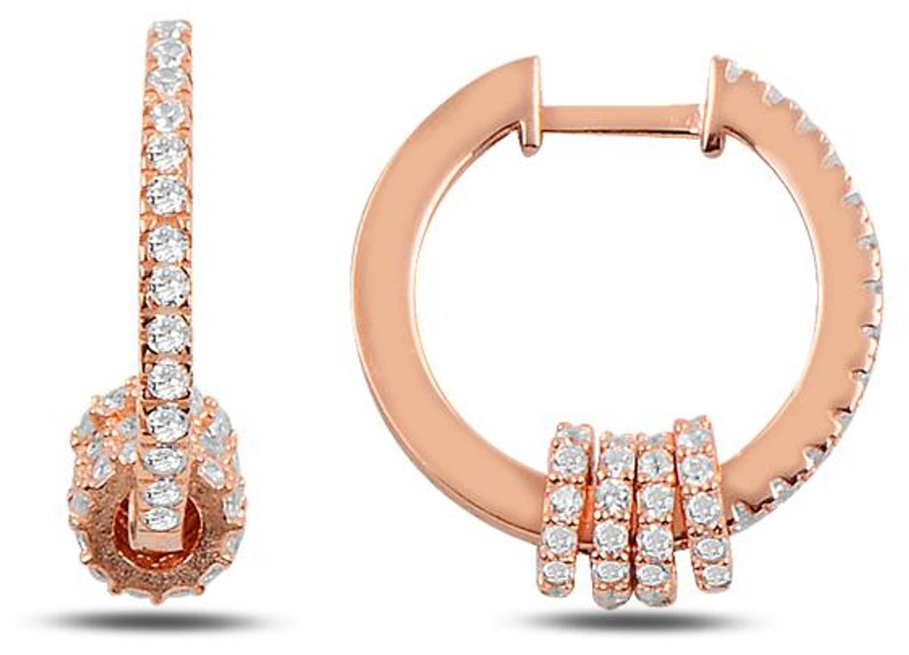 Damen Creolen Ohrringe 925 Silber rosévergoldet mit Zirkonia