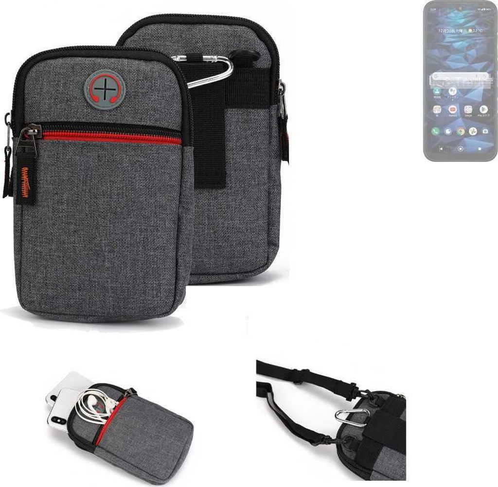 K-S-Trade Holster Gürteltasche kompatibel mit Kyocera Digno SX3 Handy Tasche Schutz Hülle grau Zusatzfächer 1x