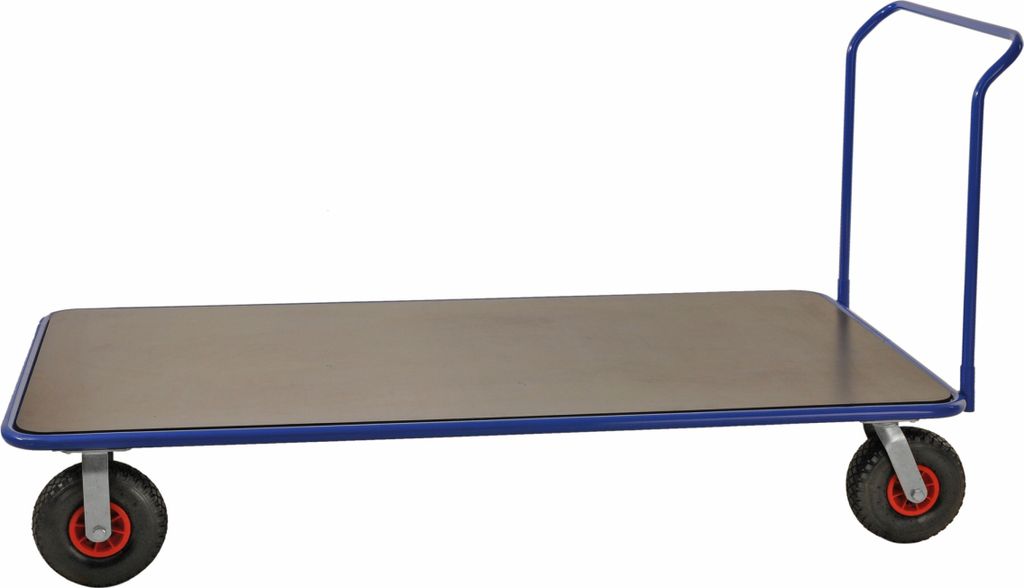 Kongamek extra grosser Plattformwagen in blau 2150x1000x1120 mit Schiebegriff und Luftbereifung