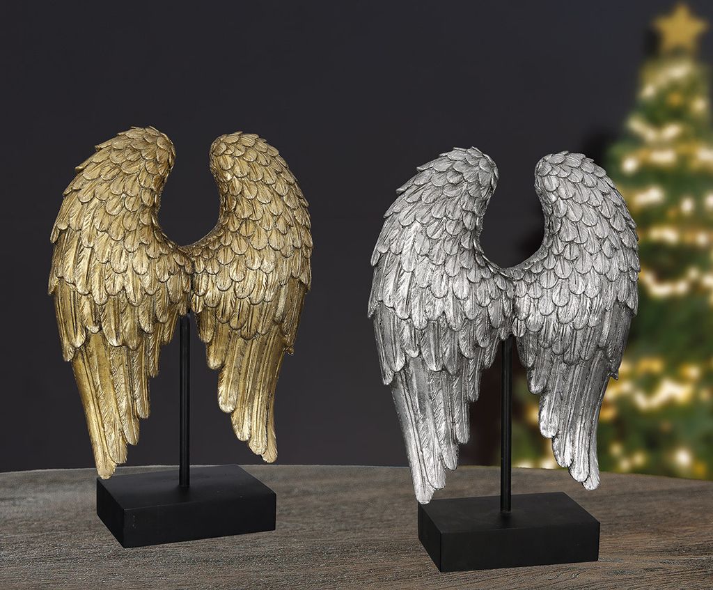 Gilde Skulptur, Flügel, "Wing", Kunstharz, goldfarben, VE 1, L. 8 cm, B. 21 cm, H. 30 cm 89286 4001250892861