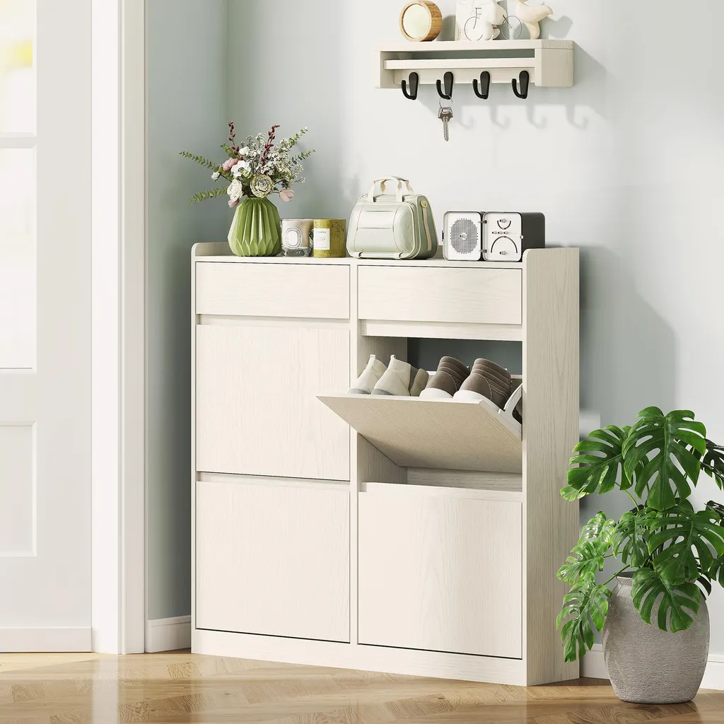Étagère à chaussures blanche peu encombrante avec structure robuste - 2
