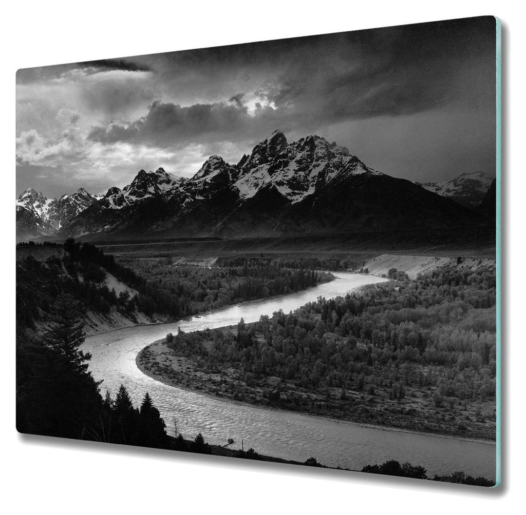 Küchenschneidebrett - Glasschneidebrett - Herdabdeckung - 60x52 - Dark Mountains