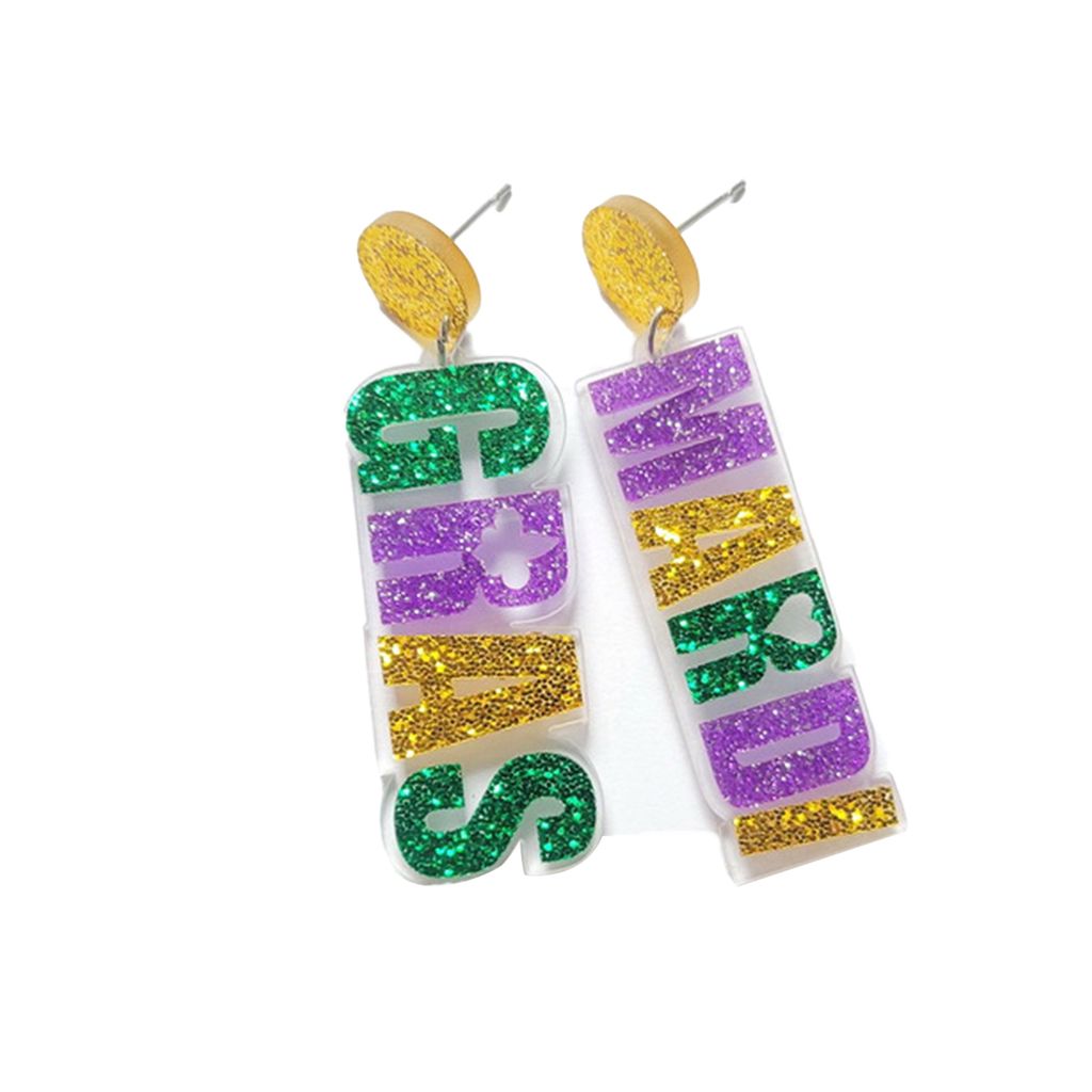 1 Paar baumelnde Ohrringe, personalisierbar, schimmernder Puder-Alphabet-Charm, geometrisch, feine Verarbeitung, Ohrschmuck, bunt, übertriebene dr...