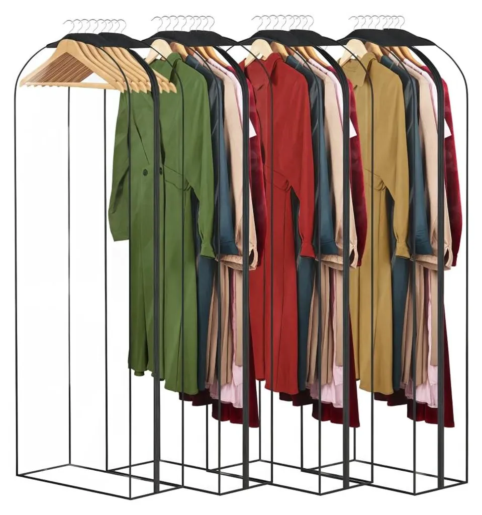 Housses vêtements 152cm anti-poussière avec zip latéral - Pack de 4