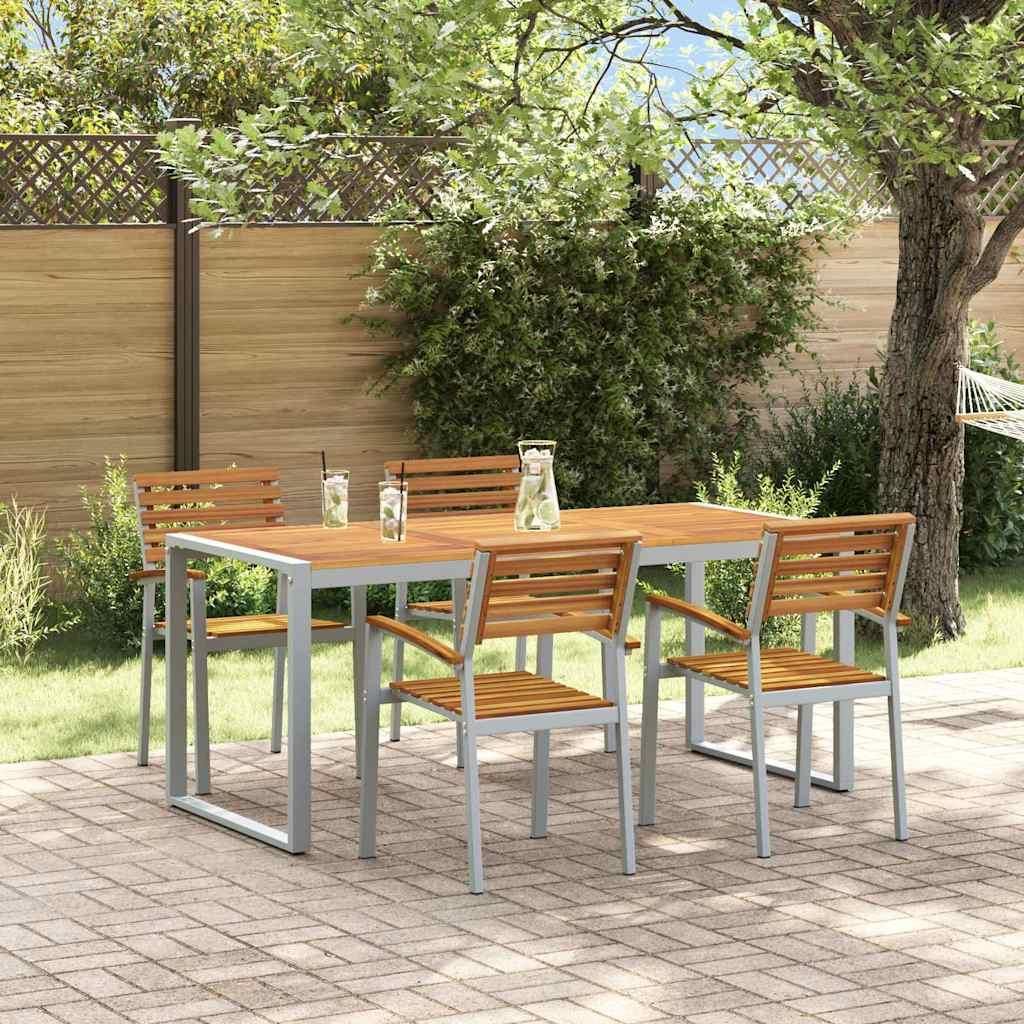 Maison Exclusive - Garten Essgruppe 5 pcs Grau Massivholz Akazie