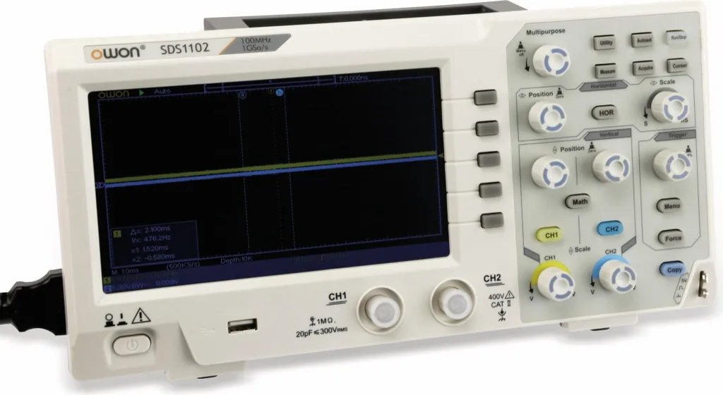 Oscilloscope numérique de table OWON SDS1102 100MHz 2 Voies Écran LCD