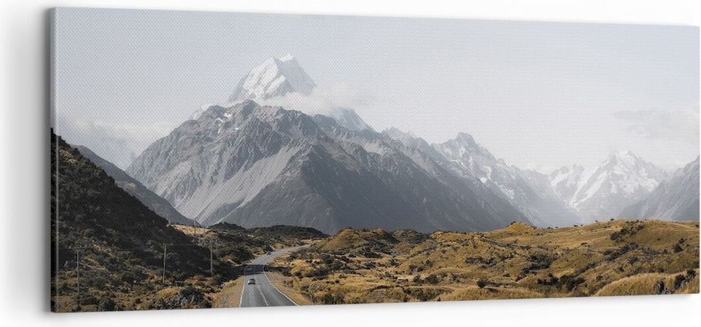 Bild auf Leinwand - Leinwandbild - Einteilig - Weg Berg Gipfel - 100x40cm - Wand Bild - Wanddeko - Wandbilder - Leinwanddruck - Bilder - Wanddekora...
