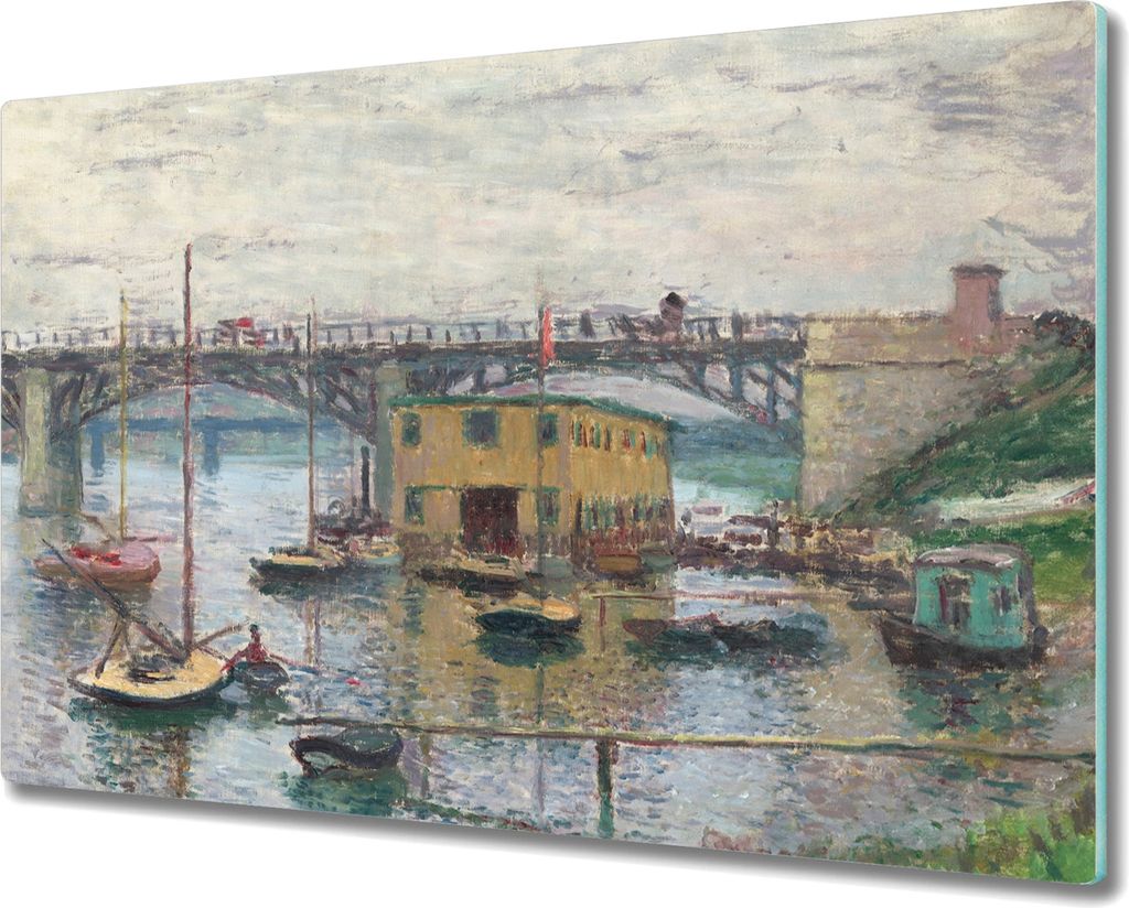 Coloray Hackbrett Herdabdeckplatte 80x52 cm Küchenbrett Kochplattenabdeckung Schneidebrett - Brücke von Argenteuil Monet
