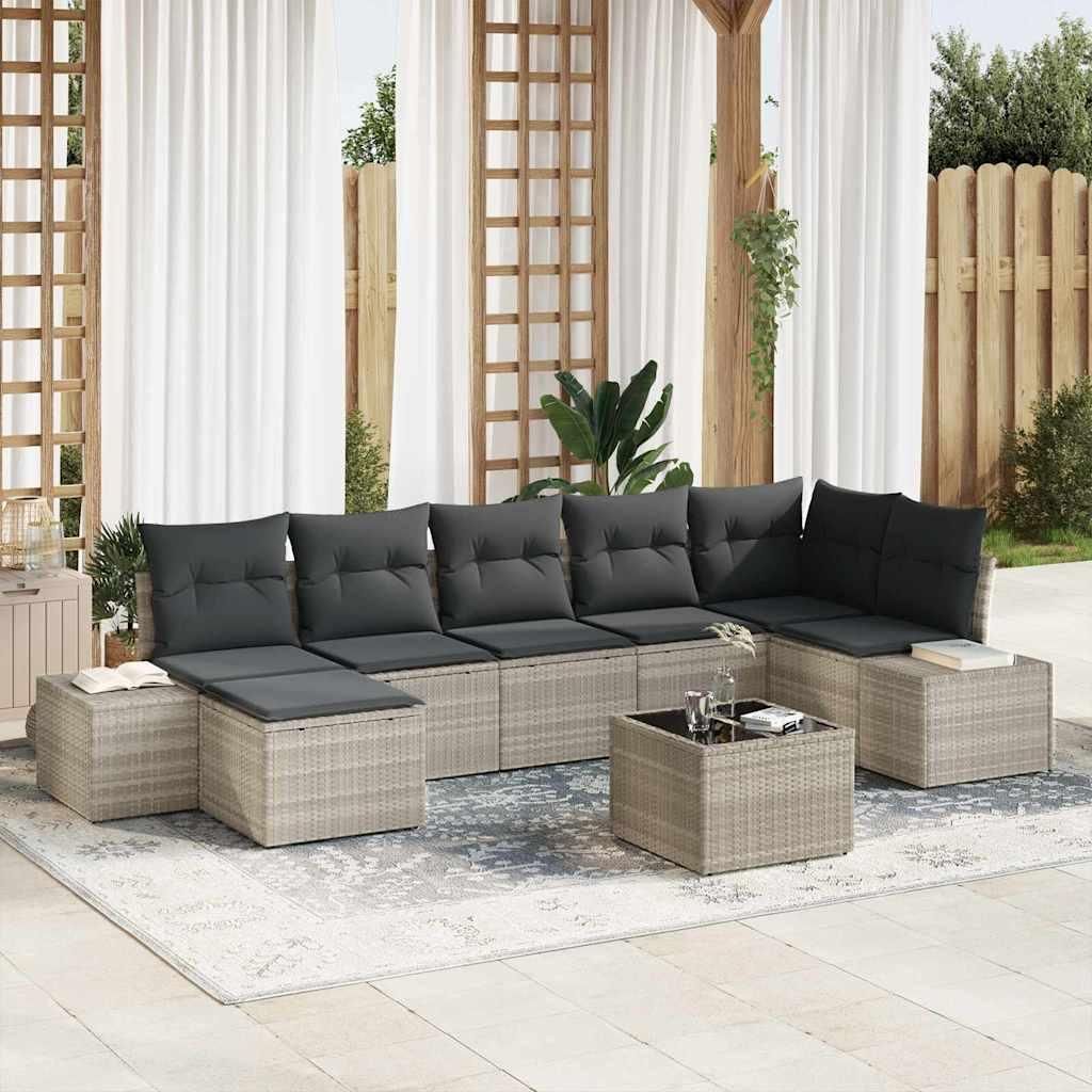 Maison Exclusive - Garten-Sofa-Set mit Kissen 7 pcs Hellgrau Poly-Rattan